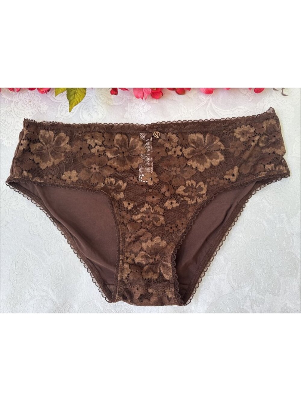 VICTORIA'S SECRET M BODY BY VICTORIA BROWN SILKY LACE HIPSTER SUMMER PANTIES NWT